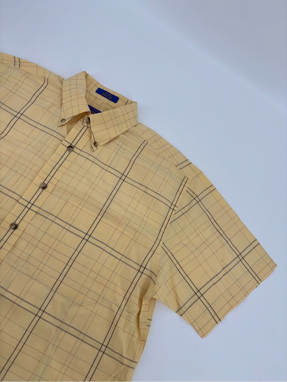 Pendleton Shirt Mens M Plaid Yellow Short Sleeve Button Down Cotton Casual Check
